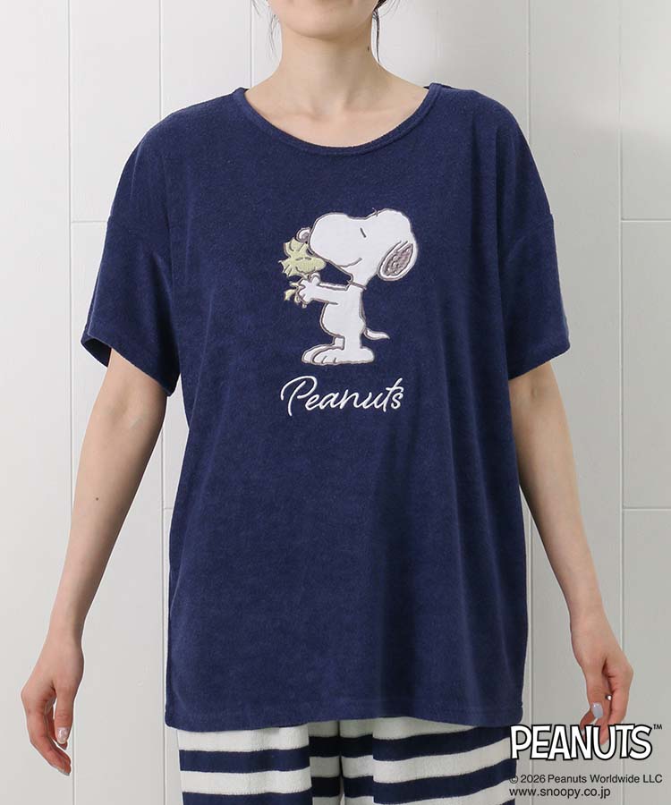 スヌーピー 半袖パイルルームウェア上下セット