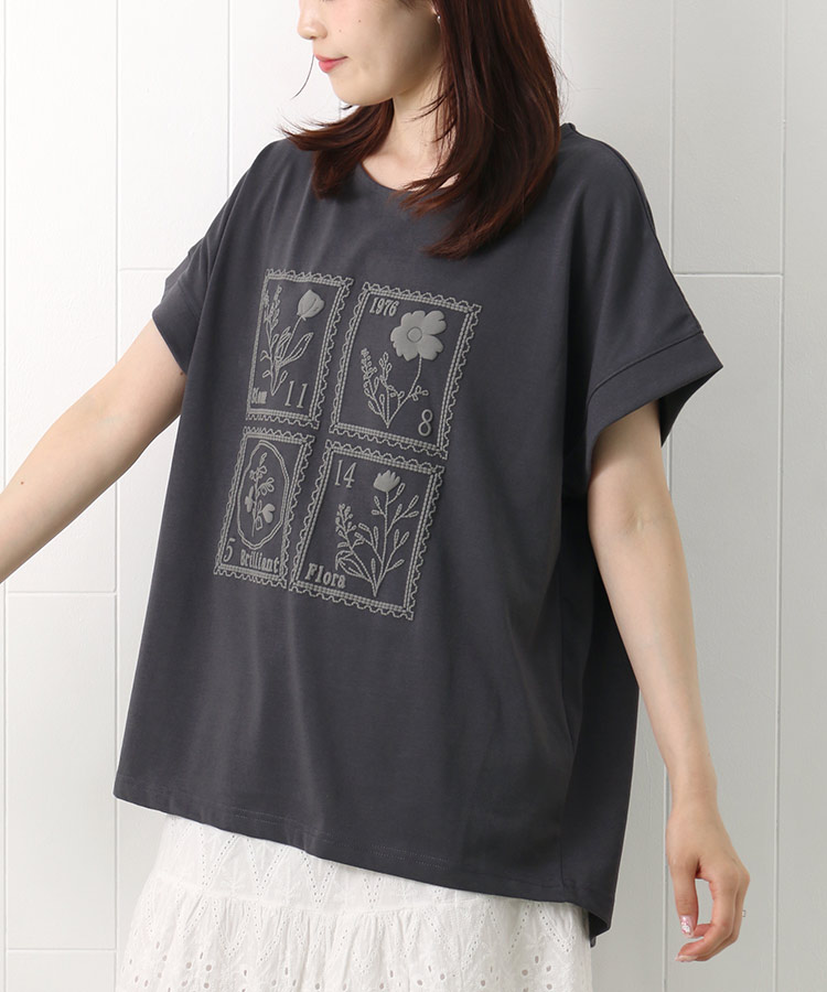 ボタニカル切手プリントTシャツ