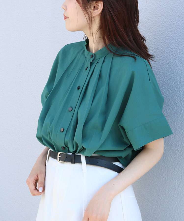 ≪SALE≫ノーカラータックブラウス