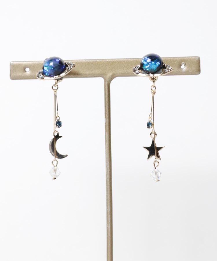 星ワイヤー付土星ピアス