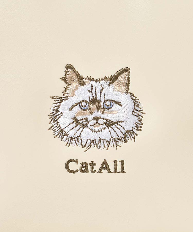 CAT ALL舟形フェイス刺繍ポーチ