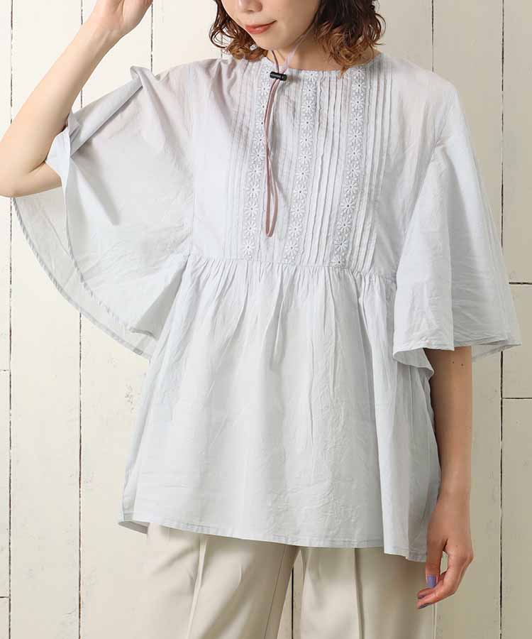 ≪SALE≫ピンタックフレア袖ブラウス