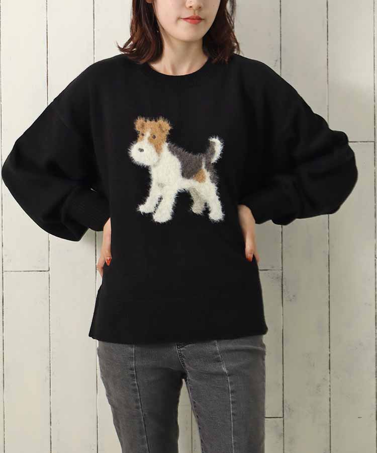 le petale Fluffy terrierニットプルオーバー | Bleu Bleuet