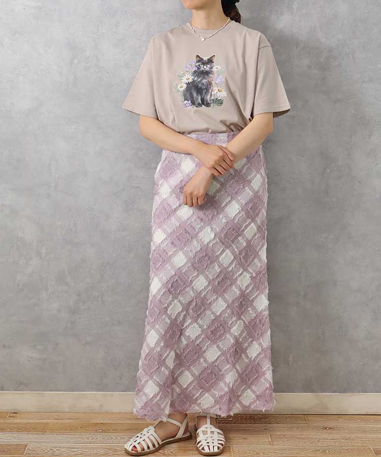 le petaleクロネコフラワー刺繍Tシャツ