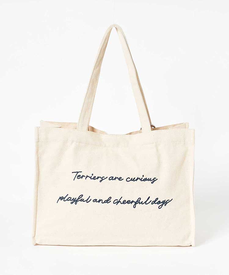 le petale dog looking up刺繍トート バッグ BAG キャンバス