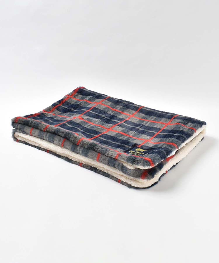 チェック柄エコファー裏ボアブランケット