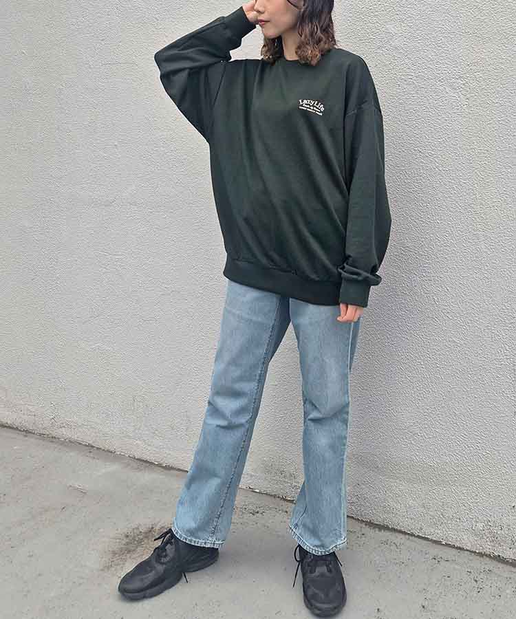 Lazyアニマル刺繍トレーナー