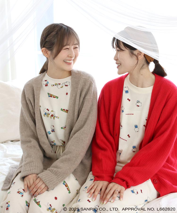 ハローキティワッフルルームウェア上下セット