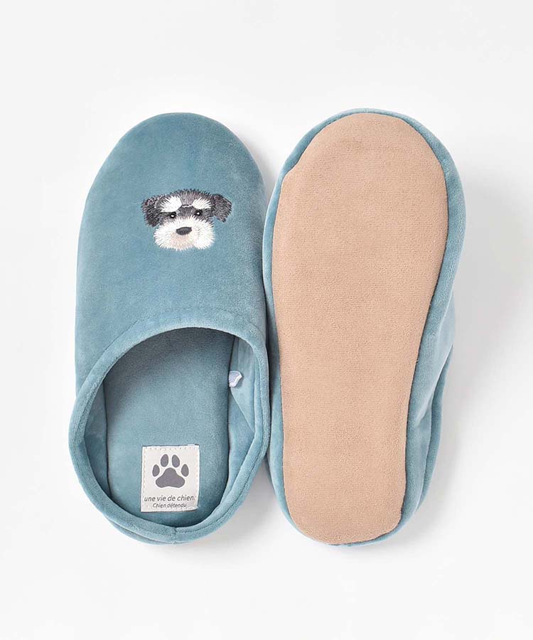 イヌ刺繍ルームシューズ