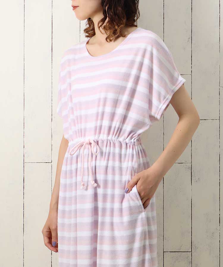 ≪SALE≫パイルボーダールームワンピ