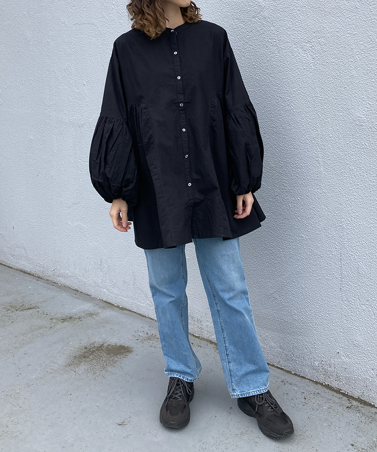 ポプリンバックティアードブラウス