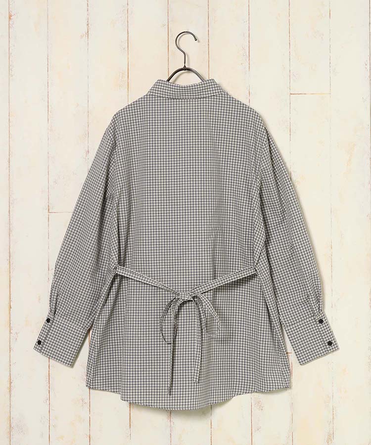 le petaleフリルラインチェックブラウス