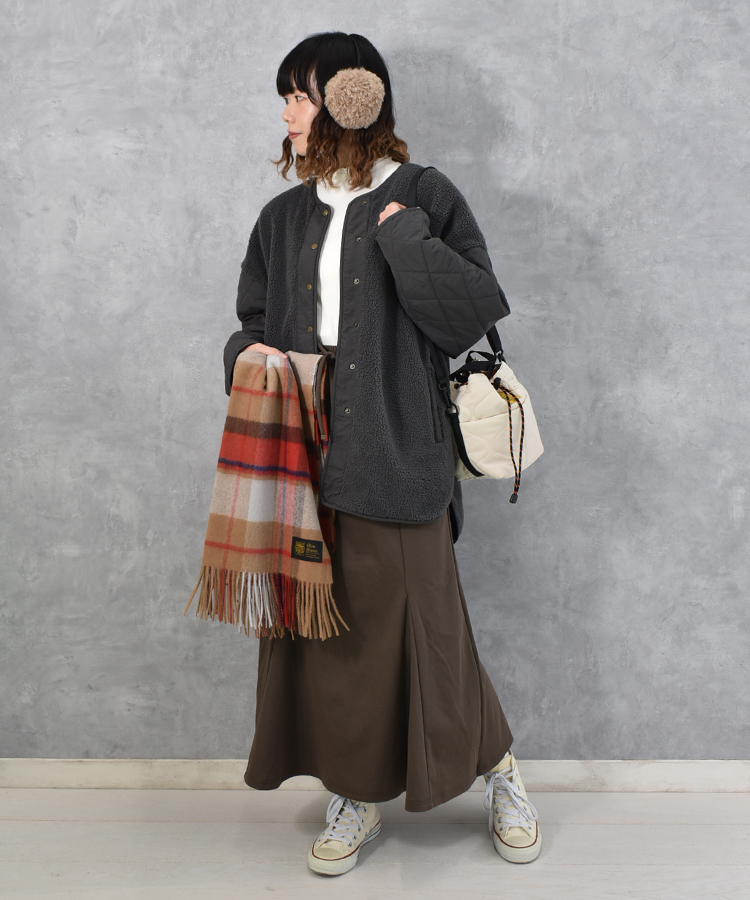 ボア切り替えキルティングコート