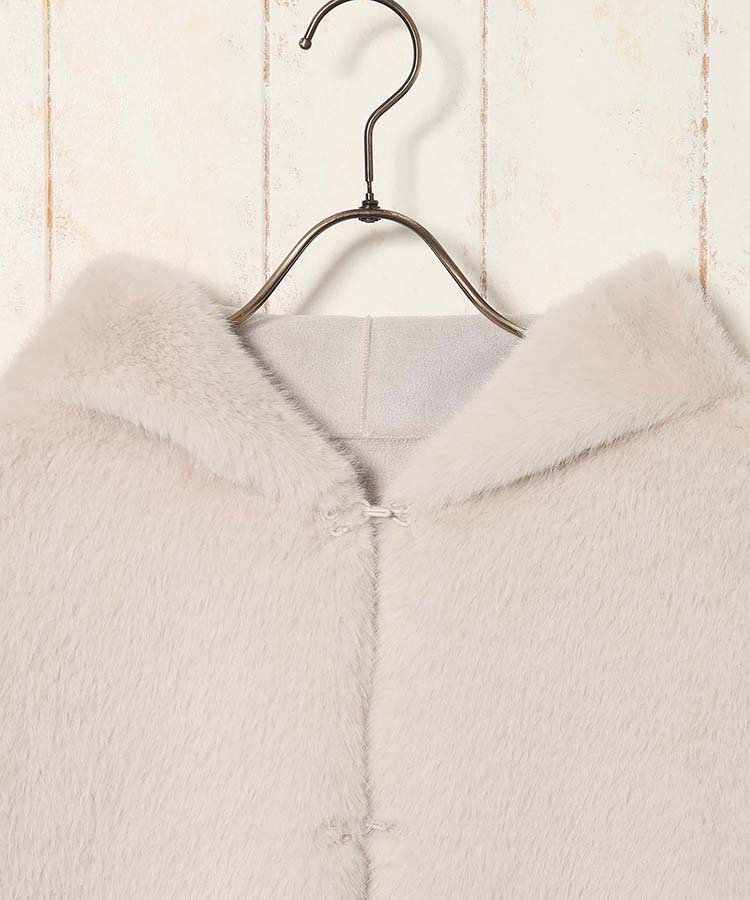 フェイクファーフード付ジレ