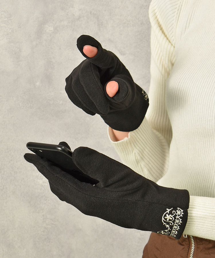 指フードレース刺繍グローブ