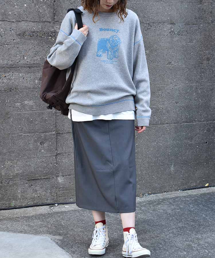 Bouncy.フロッキープリントニットプルオーバー