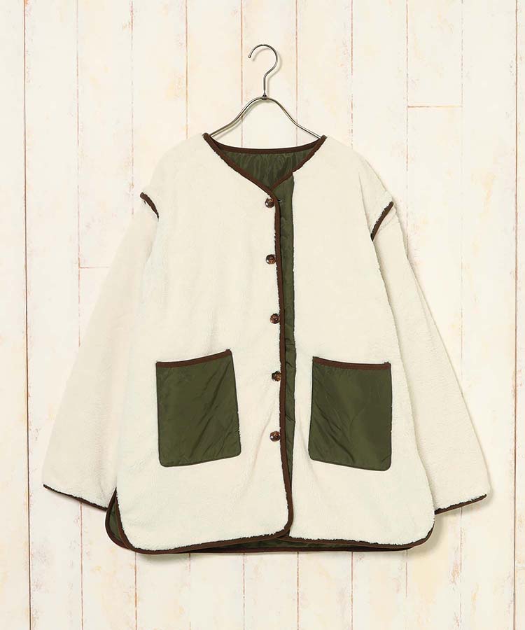 ≪SALE≫付け袖3wayリバーシブルキルトボアブルゾン