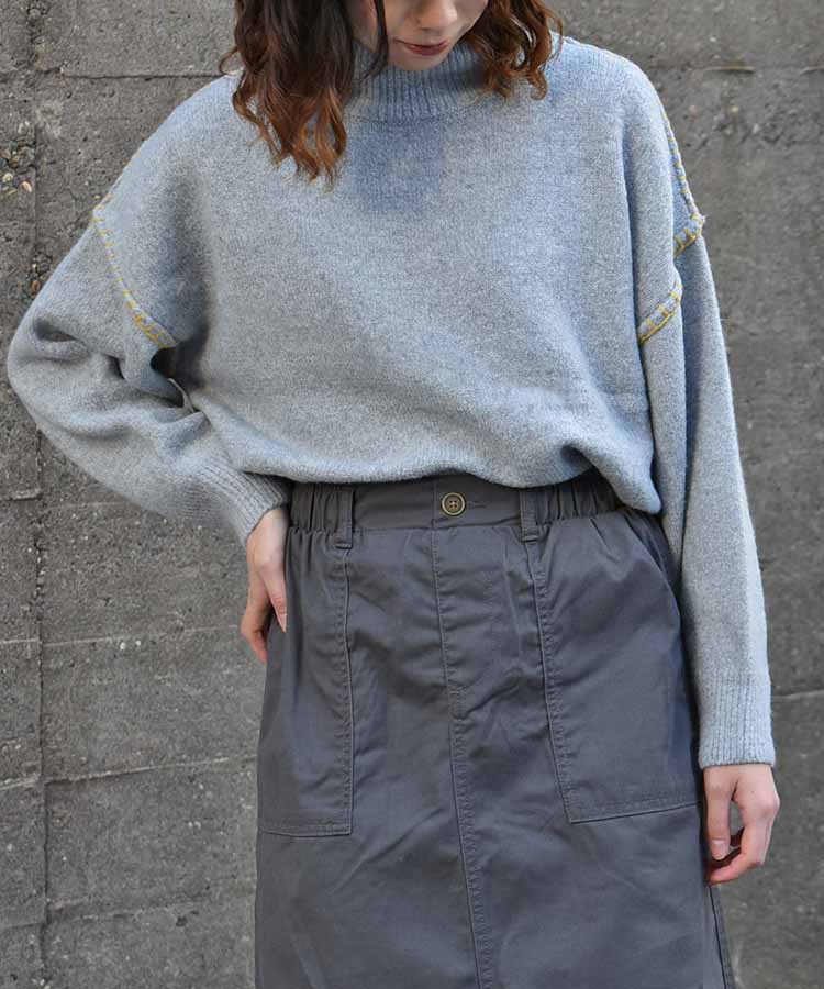 天竺配色ハンドステッチプルオーバー