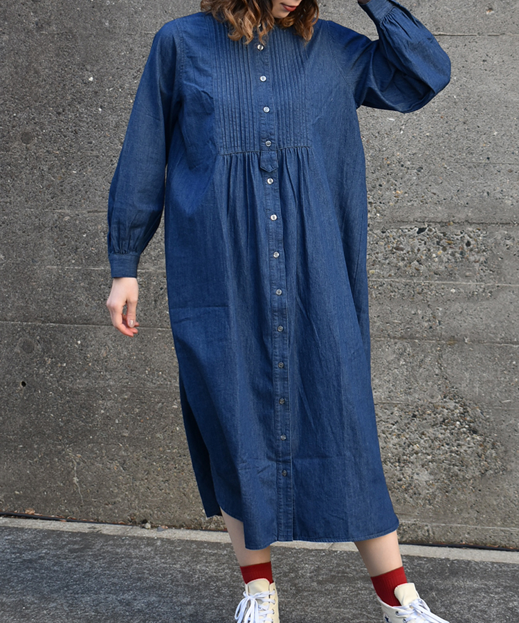 ピンタックデニムワンピース