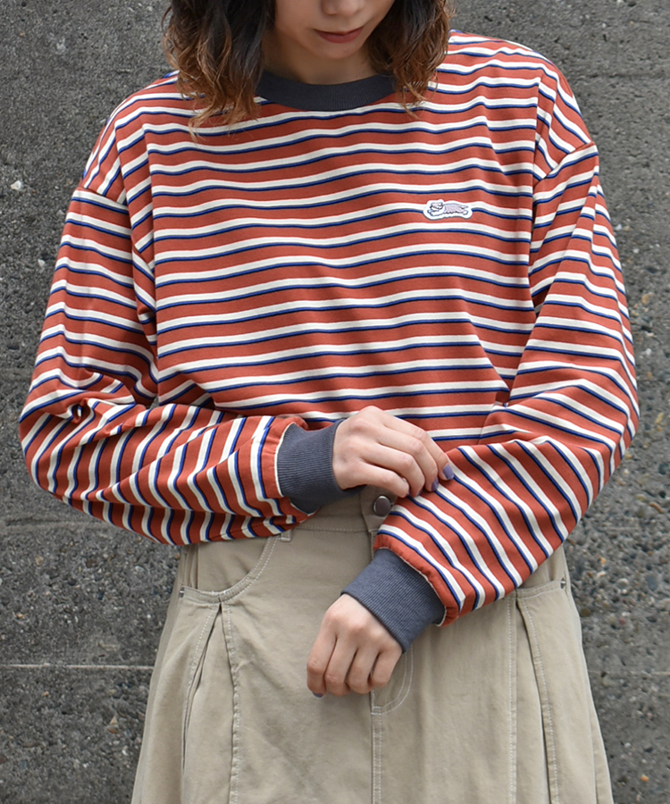 Bouncy.ワッペン付ボーダーロンT