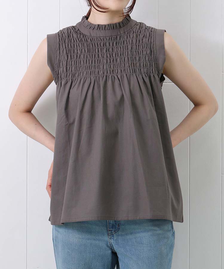 ≪SALE≫ノースリーブシャーリングブラウス