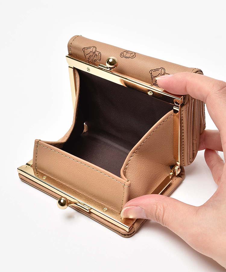 ≪SALE≫くま型押しがま口折財布