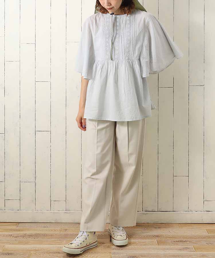 ≪SALE≫ピンタックフレア袖ブラウス