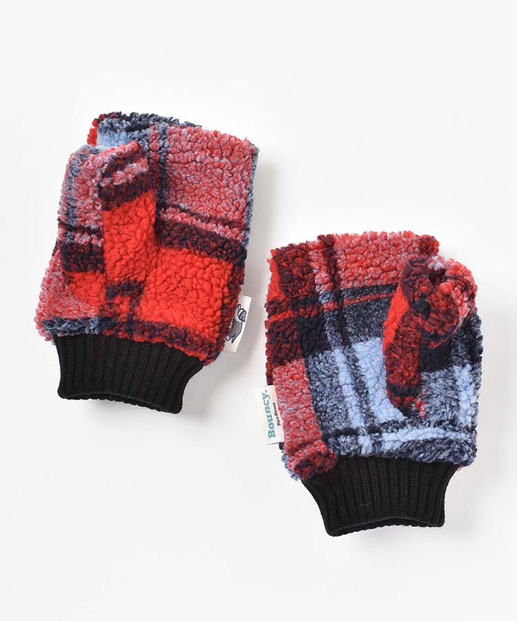 Bouncy.ボアチェックフィンガーレスグローブ