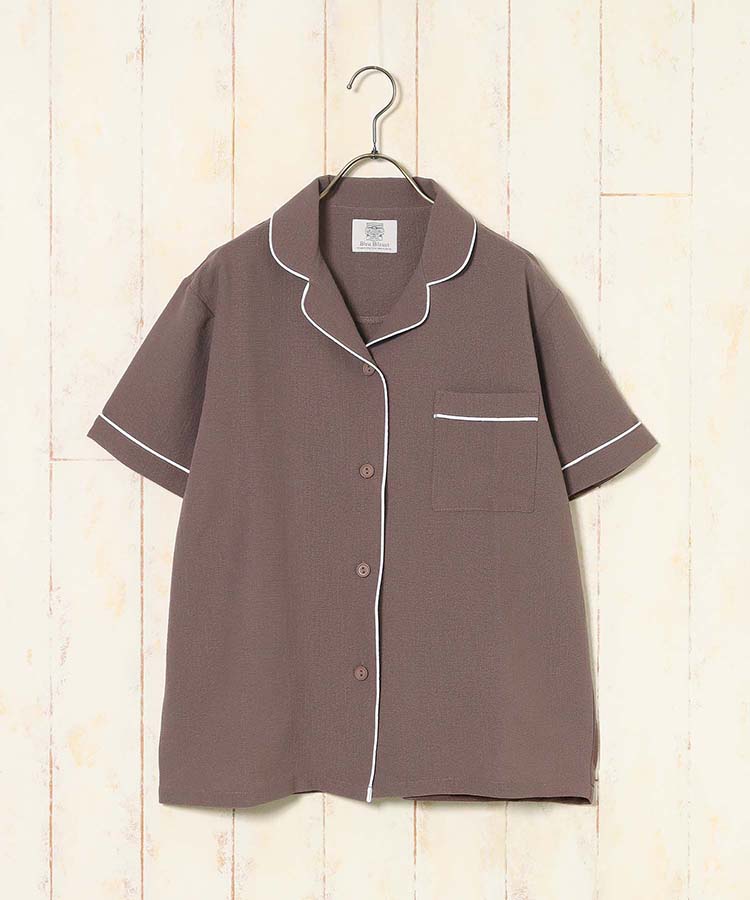 ≪SALE≫前開きパイピング半袖パジャマ