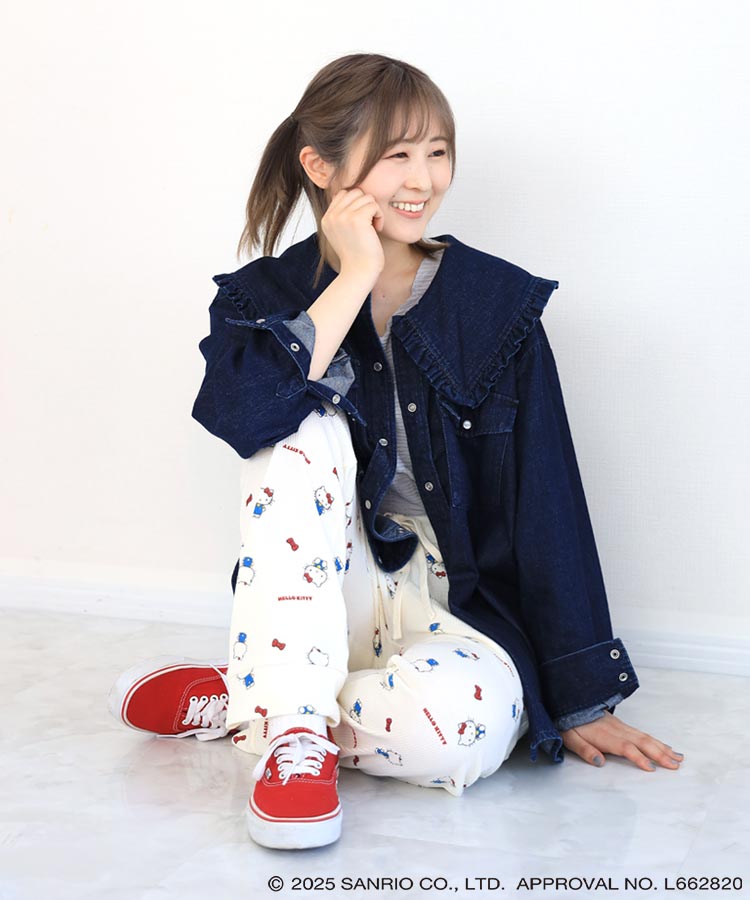 ハローキティワッフルルームウェア上下セット