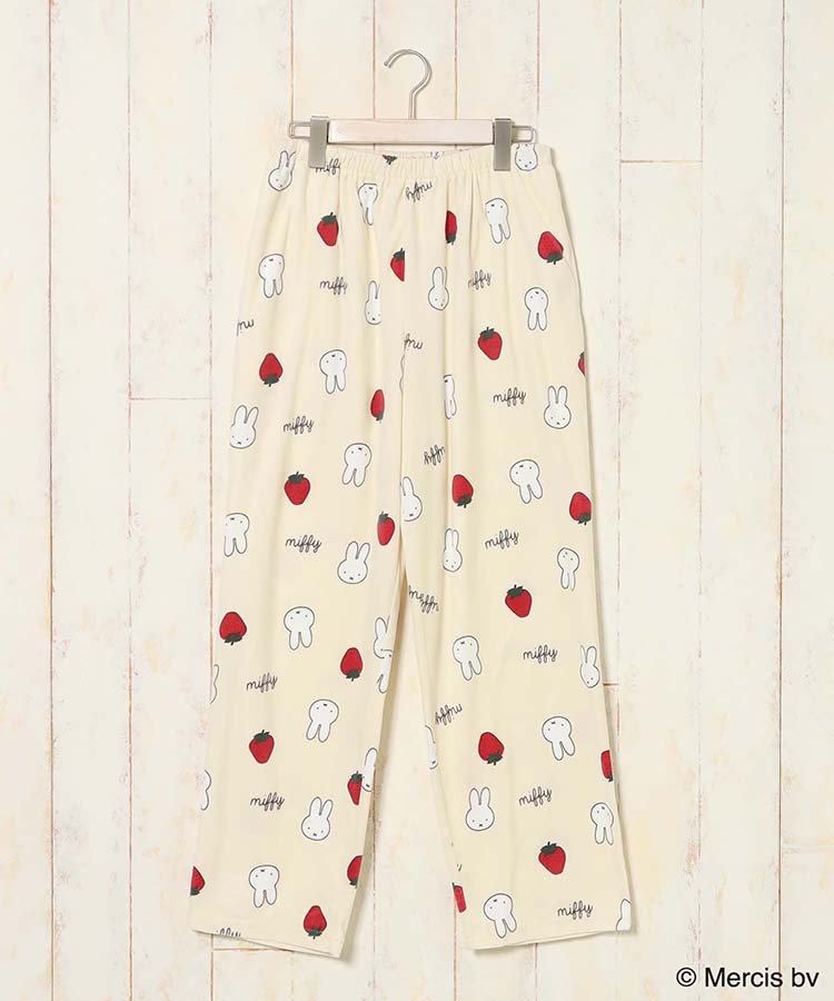 ミッフィーいちご柄前開きパジャマ上下セット