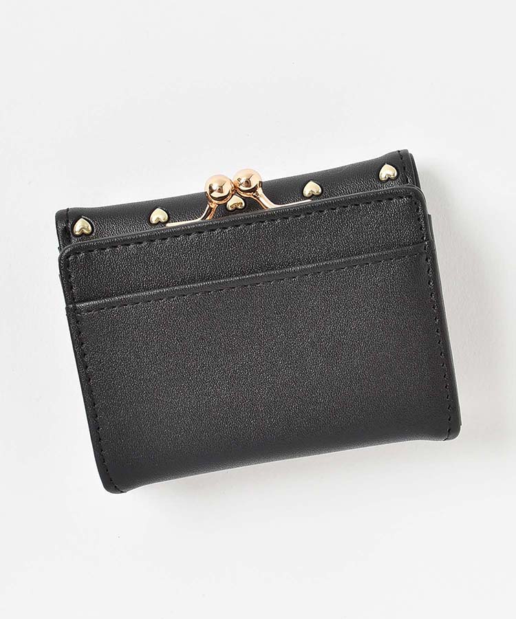 プチハート刺繍二つ折りがま口財布