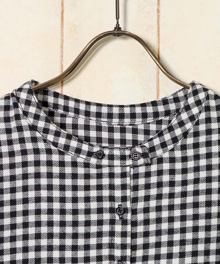 ネルウエスト切替長袖ギャザーワンピース