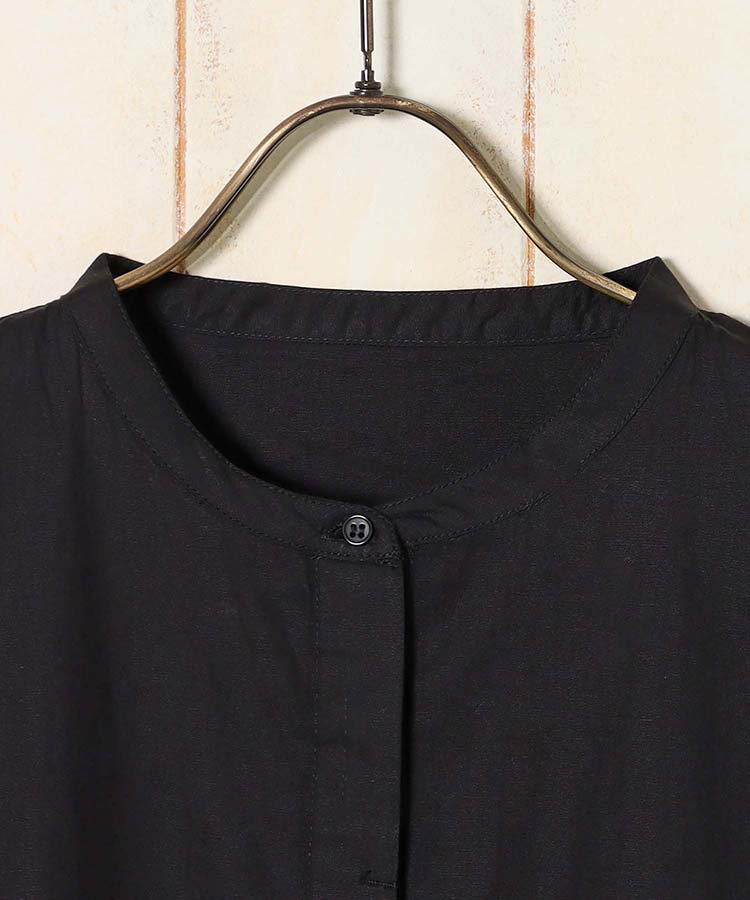 ポプリン前開きカフス袖ワンピース