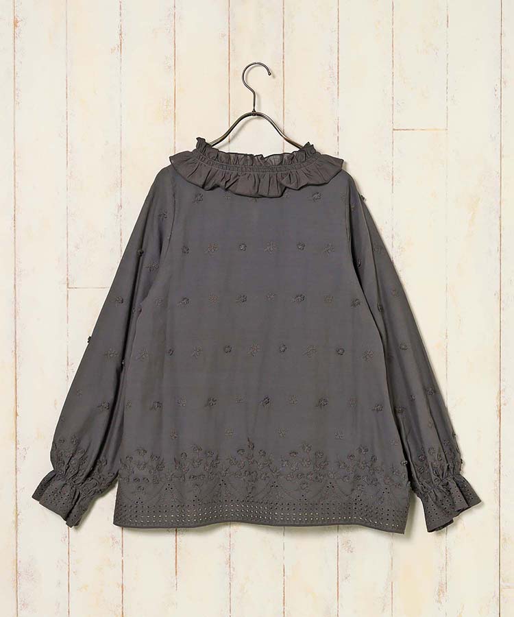 le petaleフリルカラーフラワーブラウス