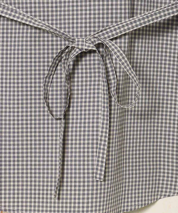 le petaleフリルラインチェックブラウス