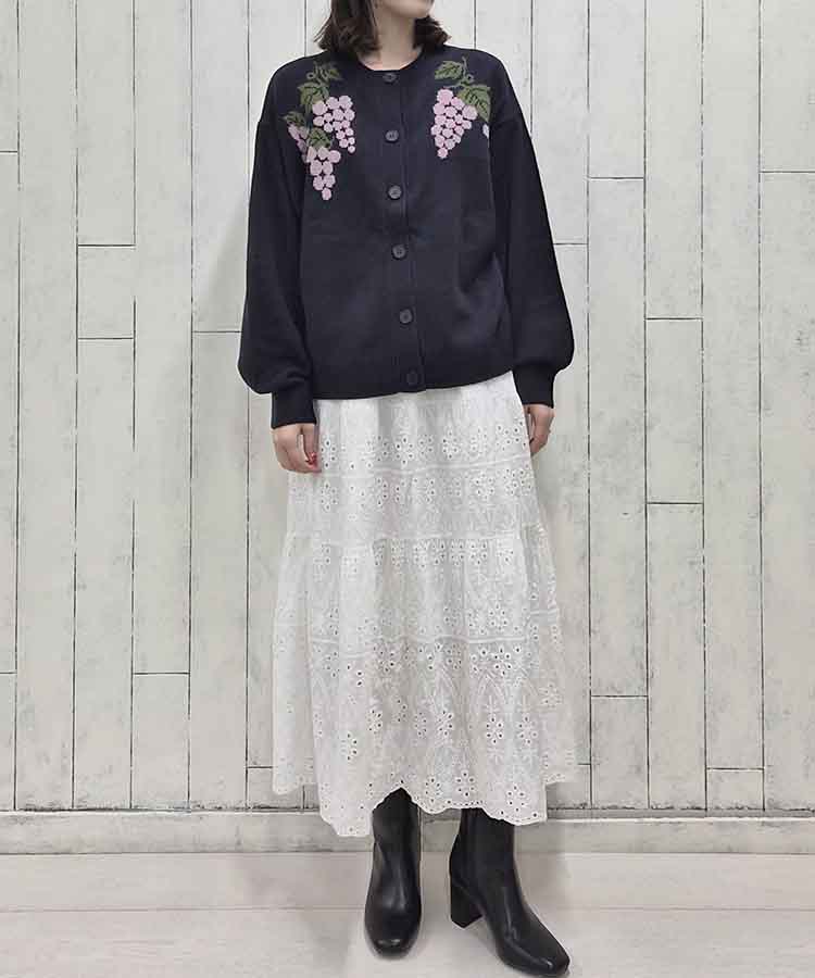 PLATINUM グレー プリーツカーディガン Perfect Suit FActory カーディガン バイカラー ニット