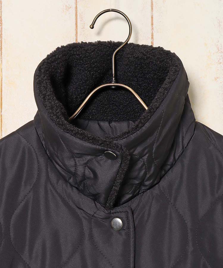 中綿ボア付きキルトコート