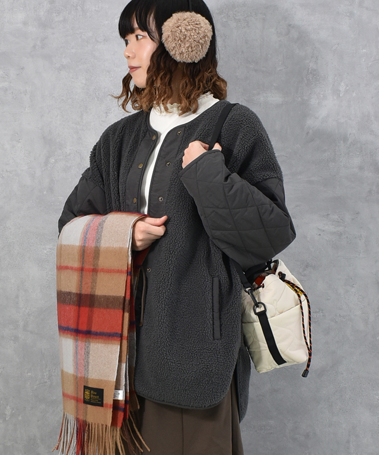 ボア切り替えキルティングコート