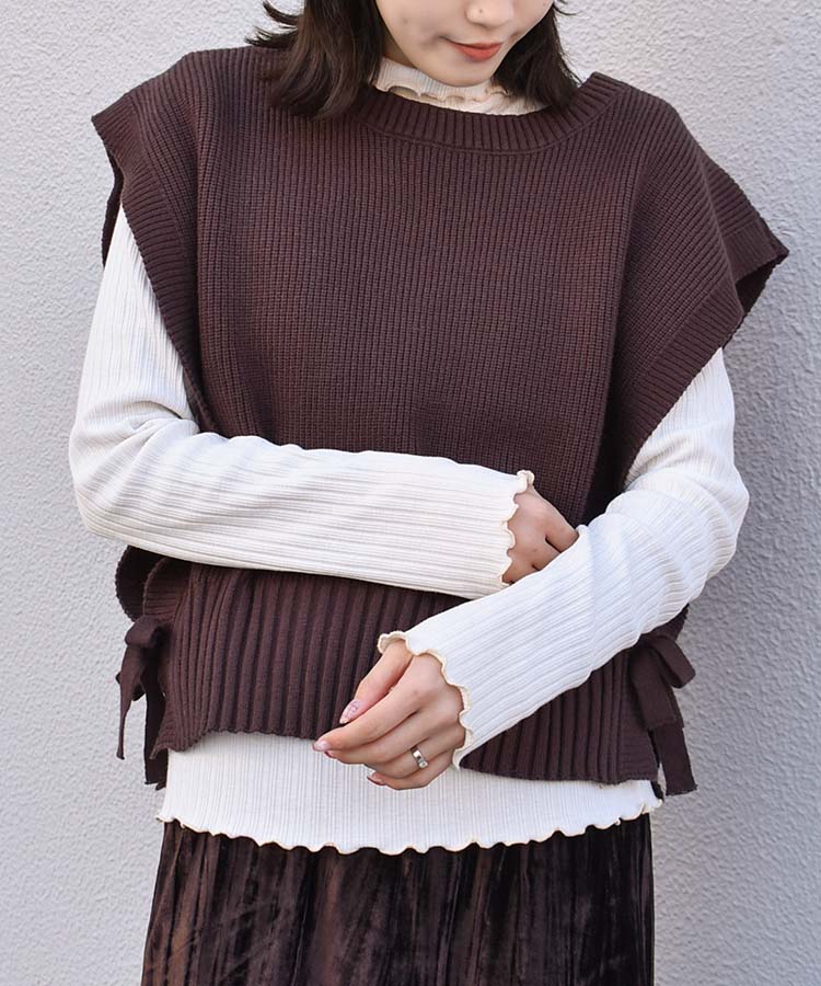 ≪SALE≫サイドリボンニットベスト