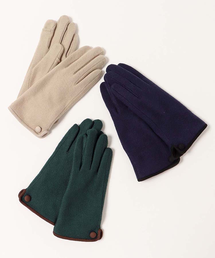 ボタンバイカラー指フードグローブ