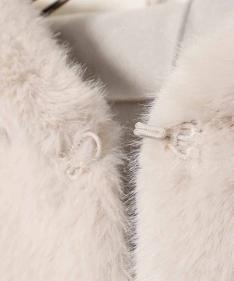 フェイクファーフード付ジレ