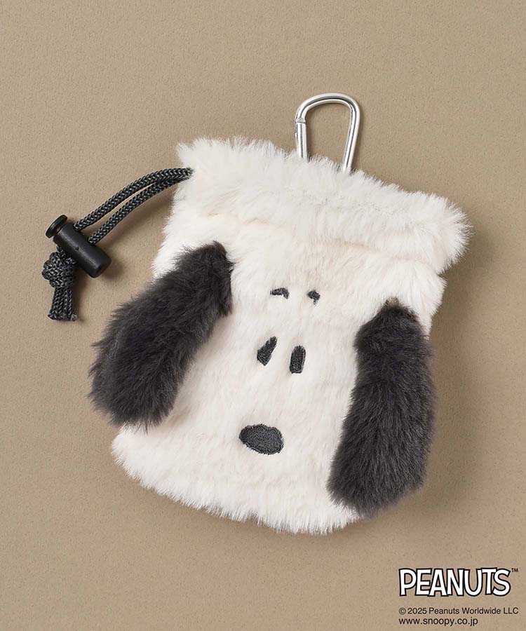 PEANUTS SNOOPYカラビナ付きふわふわフェイス巾着