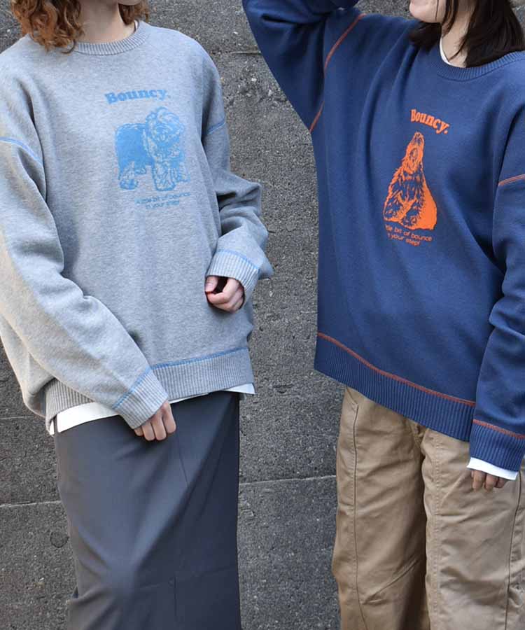 Bouncy.フロッキープリントニットプルオーバー