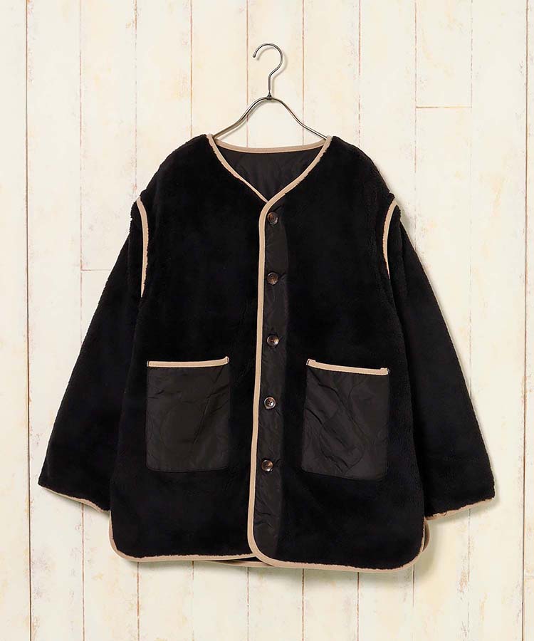≪SALE≫付け袖3wayリバーシブルキルトボアブルゾン