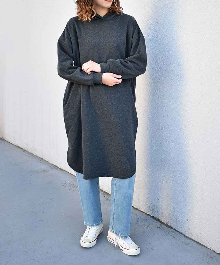 ≪SALE≫裏起毛フーディーワンピース
