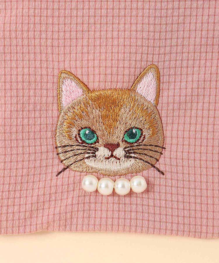 キャットパールカラビナ付きリップル巾着