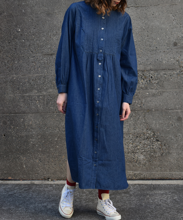 ピンタックデニムワンピース