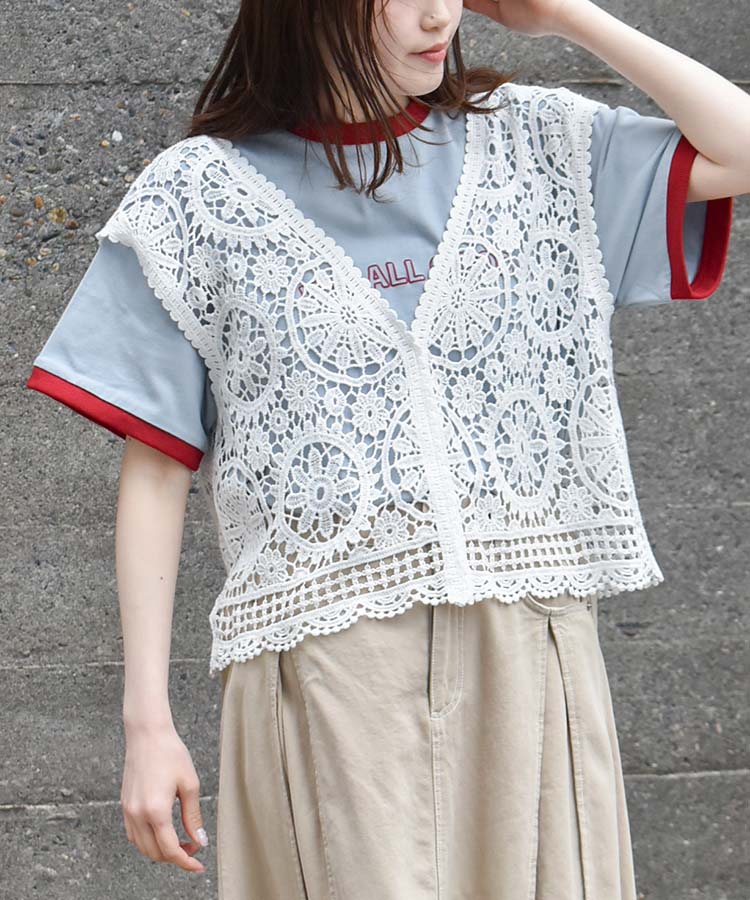 レースベストプルオーバー