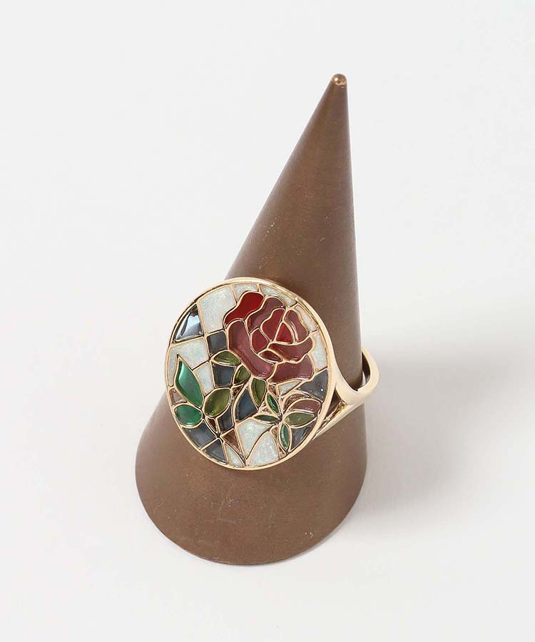 フラワーステンドグラスリング